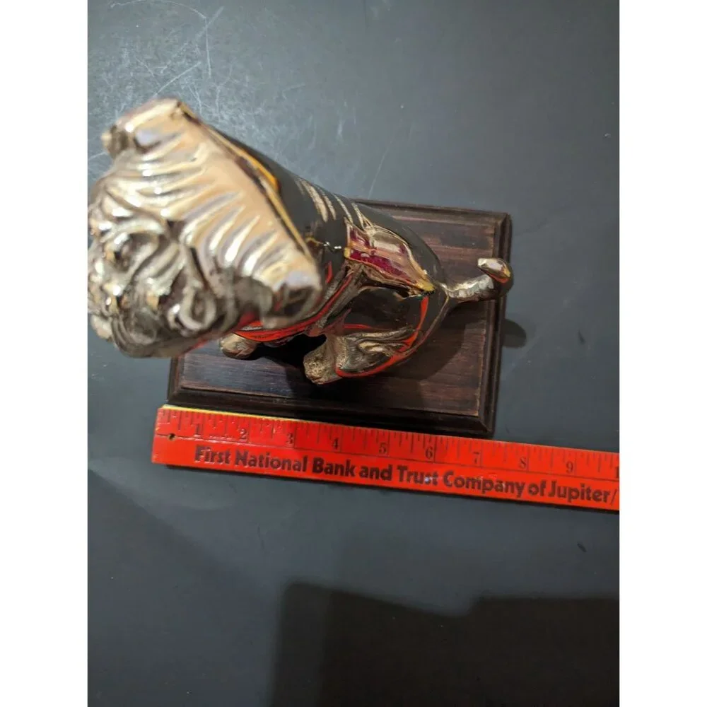 Cast Aluminum Pug/Bulldog‎ Figurine On Wooden Stand 7